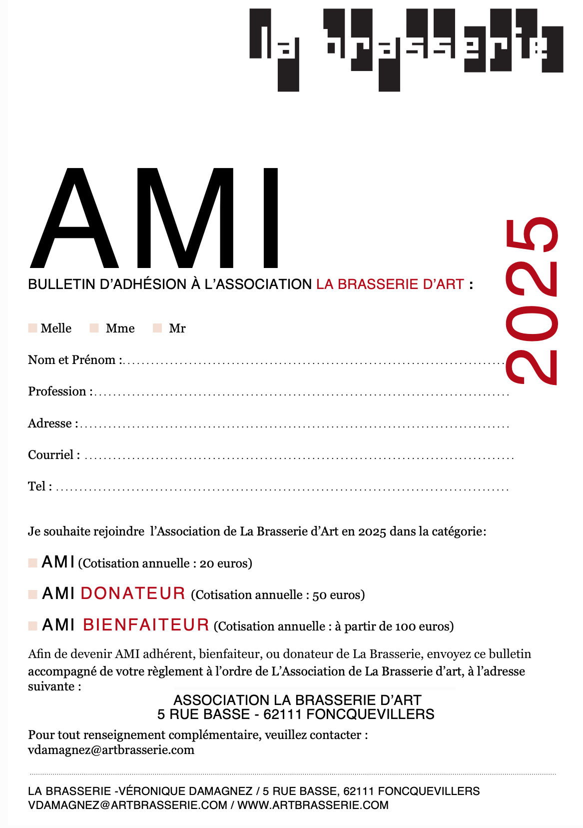 Bulletin adhésion 2025